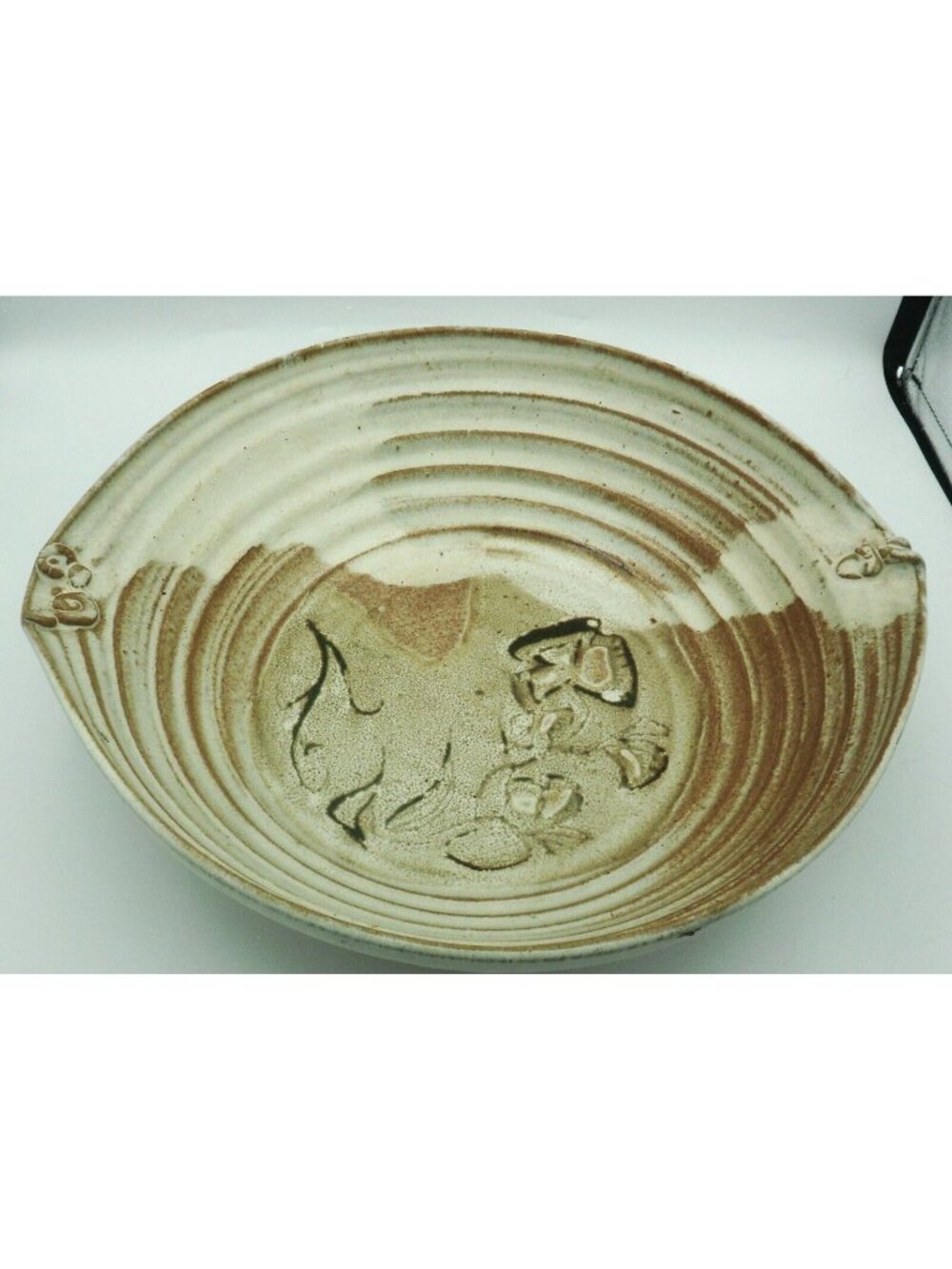 Telford Studio Art Pottery Display Bowl Signed 14 In. Earth-tones Well Crafted!